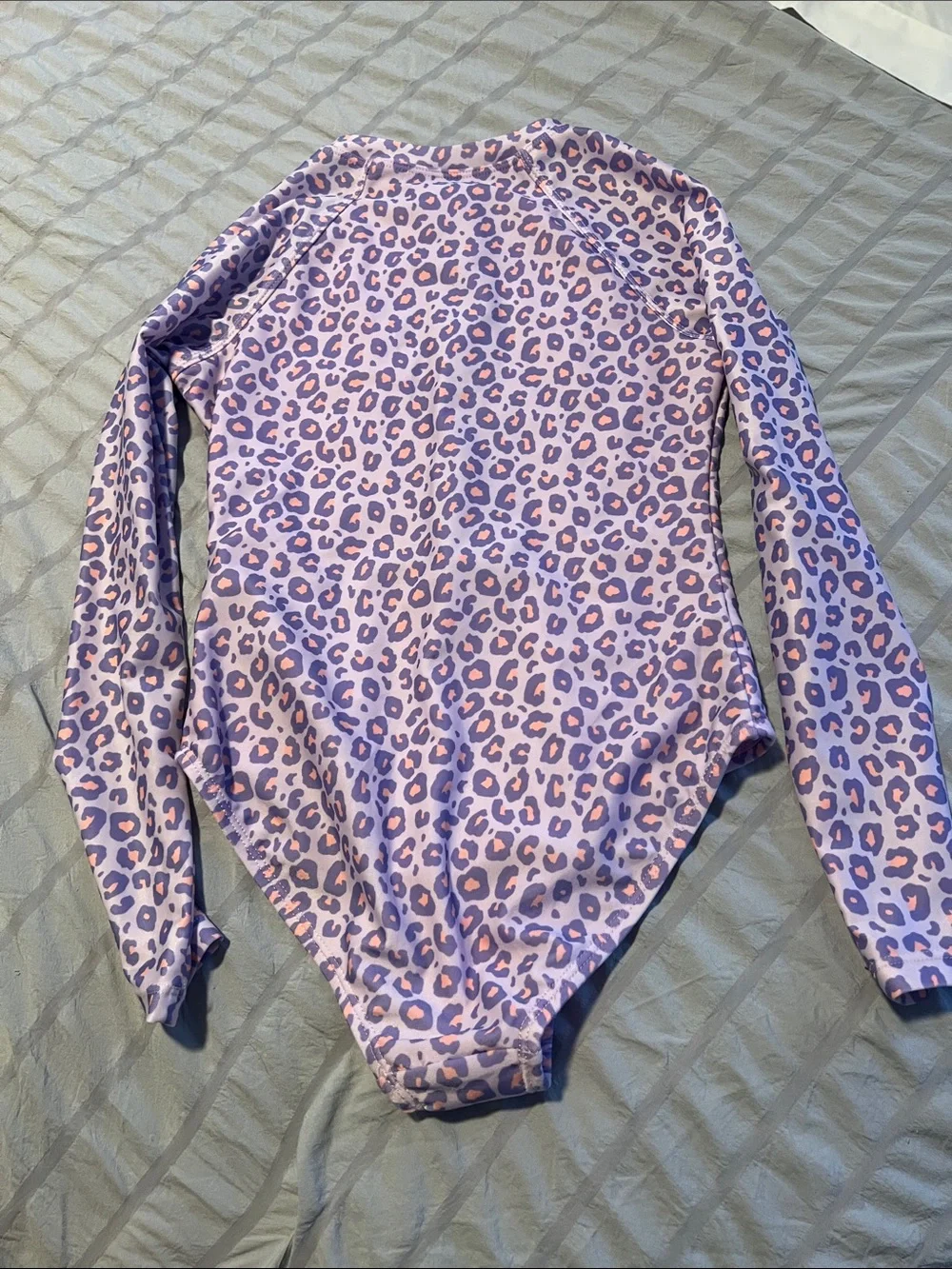 wonder nation Purple and Pink Leopard Print one piece swim shirt bathing suit